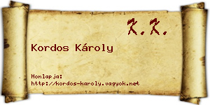 Kordos Károly névjegykártya