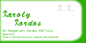 karoly kordos business card